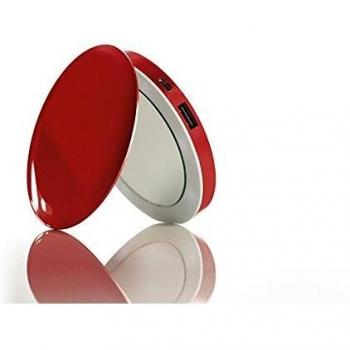 Red Compact LED Ring Mirror by Hyper – Pearl Edition, 3000 mAh
