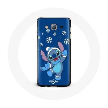 Hoesje Samsung Galaxy J3 2016 Stitch Sneeuw Kerst Blauw