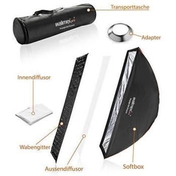 Walimex pro Reflektor-Softbox Set 40x120cm für Balcar Blitzgeräte