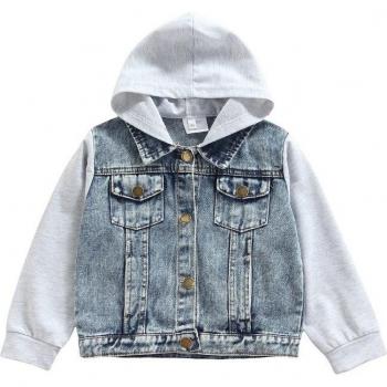 Estilo Juvenil Chaqueta de Mezclilla con Capucha