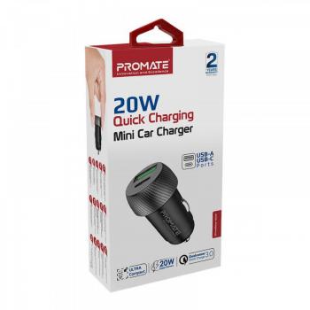 Cargador de Coche Promate 20W Quick Charge 3.0