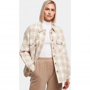 Urban Classics Damen Flanell Overshirt Cremefarben 4XL