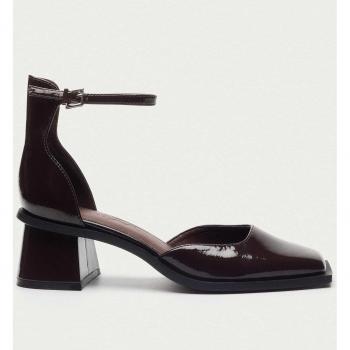 Zapatos de Tacón Chocolate en Charol Sintético para Mujer