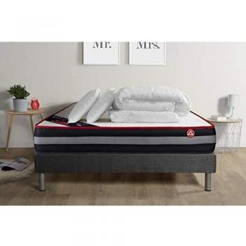 Sommier kit Gris 140x200 avec matelas à mémoire de forme
