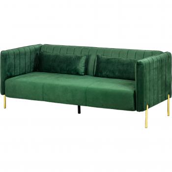 HOMCOM 3-Sitzer Couch mit Kissen, gepolstert, Samt-Optik, 200 x 88 x 76 cm, Grün