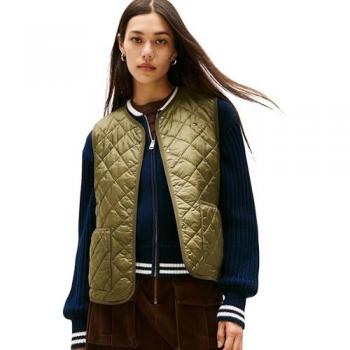 Chaleco Estilo Rombos con Acolchado, Cuello Redondo, Para Mujer – Tommy Hilfiger
