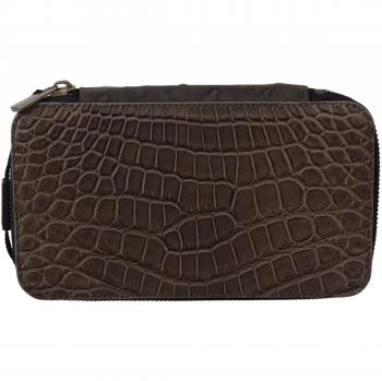 Gray Skin Leather Toiletry Case