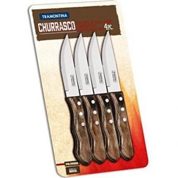 Tramontina Set of 4 Jumbo Steak Cutlery Set, Wood Handle