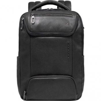Piquadro S134 Business Laptop Backpack – Black Leather, 39 cm