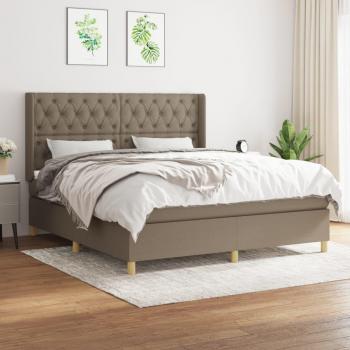 Lit Boxspring Taupe 160x200 cm avec matelas en tissu