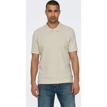 Polo de punto para hombre Only & Sons en color crema
