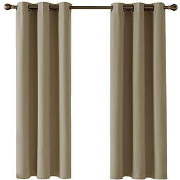 Deconovo Verdunklungsvorhang Lichtschutz Vorhang Blickdicht Gardinen, 160x107cm, Beige, 2er Set