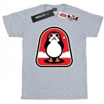 Star Wars Vrouwen The Last Jedi Porgs Badge Katoenen Boyfriend T-Shirt L grijs