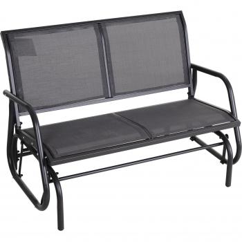 Outsunny Banco Balancín de 2 Plazas Silla Mecedora de Jardín Tubo de Metal y Tela Texteline Transpirable Carga Máx. 200 kg 120x70x85 cm Gris AOSOM ES