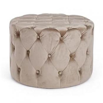 Pouf Gris Tourterelle Lorella 60 x 42 cm en velours