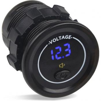 Voltmètre à affichage LED, 3 couleurs, 12-24V, interrupteur ON/OFF, alarme basse tension, étanche, pour véhicules