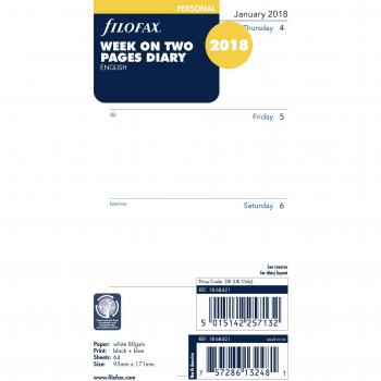 Filofax Personal Week Calendar – 2-Page Layout, 2018, Monday Begins, English Edition