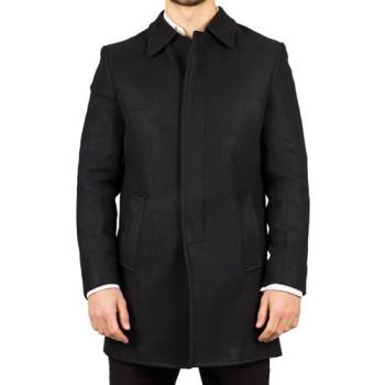 Classic Collar Wool‑Blend Overcoat for Men – Infinity Leather 38R (Black)