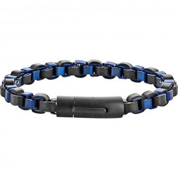 Les Trésors De Lily GIORGIO Bracciale Cuir Acier Blu Nero 215x10mm