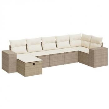 Ensemble de salon de jardin 7 pièces beige avec coussins en résine tressée