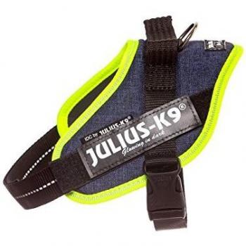Harnais IDC Power Mini Julius K9, Jeans denim à bord Jaune Fluo