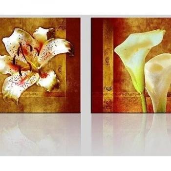 Paneles Lienzo Paisaje y Flor 23x23