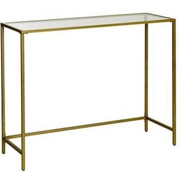 VASAGLE Konsolentisch, eleganter Beistelltisch, Hartglas, 35D x 100W x 80H cm