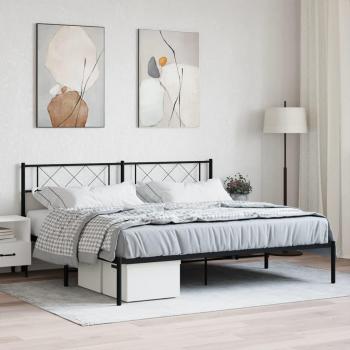 Black Metal Bed Frame with Headboard 180x200cm vidaXL