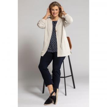 Giacca Operata per Donna, Scollo a V, Bottone Legno, Beige, Taglia 56/58