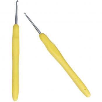 3PC TPR Aluminum Crochet Hooks, Yellow Grip Handle, 13.7cm (5 3/8) Long
