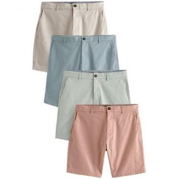 Four-Piece Pastel Slim-Chino Shorts – Stretch Fabric