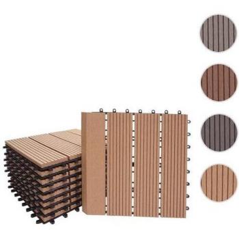 Mendler Piastrelle Esterni 30x30 cm Rhone T831 WPC, 11 unità profilo verticale teak lineare per pavimento 1 mq