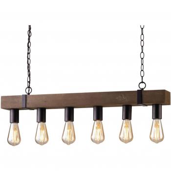 Southern Charm Reclaimed Wood Texas Bar Pendant Light, 6-Bulb