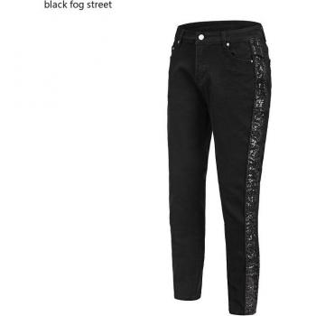 Black Fog Street K76 Graffiti Stretch Denim Pants