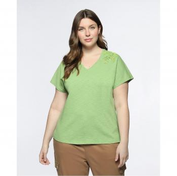 Camiseta Fiorella Rubino con bordado en el hombro para mujer