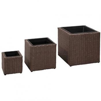 VidaXL 3× Hochbeet „Rattan“ – Pflanztopf, robuste Blumentopf‑Box