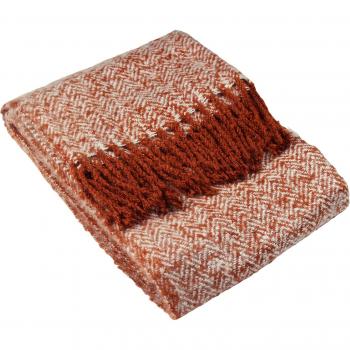 Rust Woven Herringbone Blanket