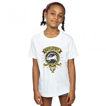 Mini Hufflepuff Cartoon Crest Cotton Top – Kids White