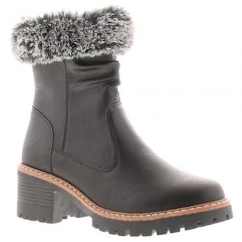 Women's Black Ankle Boots Prune Zip Size UK 3