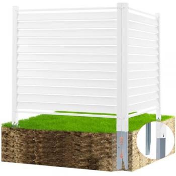 VEVOR Piquets Métalliques 122 × 122 cm – clôture blanche avec cache climatiseur