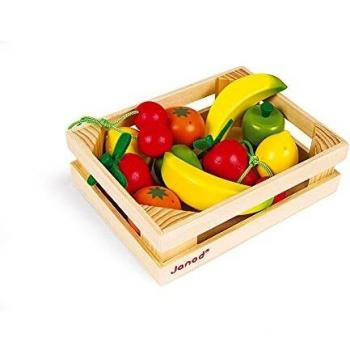Caisse de 12 fruits en bois pour le set de cuisine et les