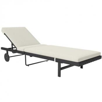 Soleil Lounge 198×65×85 cm – Roulants, Coussin Crème