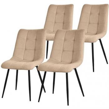 Set de 4 Sillas de Cocina Marrón Claro con Patas Negras