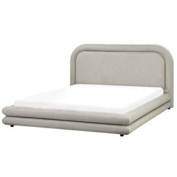 Taille 160 x 200 cm – Beliani Lit Double Rembourré, Tête et Cadre à Lattes – Chambre en Taupe Lavardens
