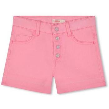 Short Denim Rosa con Tasca in Paillettes