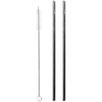 Kit 2 Palhinhas Inox + Escovilhão de Limpeza Qwetch
