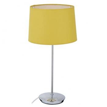 Relaxdays Vintage Tischlampe, Stoffschirm, E14 Fassung, gelb