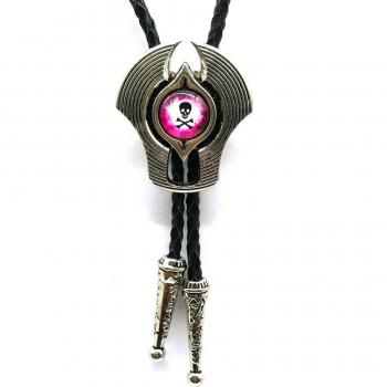Wide-Open Eye Leather Bolo Tie – Titanium & Crystal Glass Finish