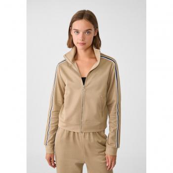 Felpa con zip Stradivarius beige riga laterale XS