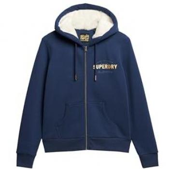 Superdry Felpa Zip Luxe Logo Metallic Sargasso Sea Blue S